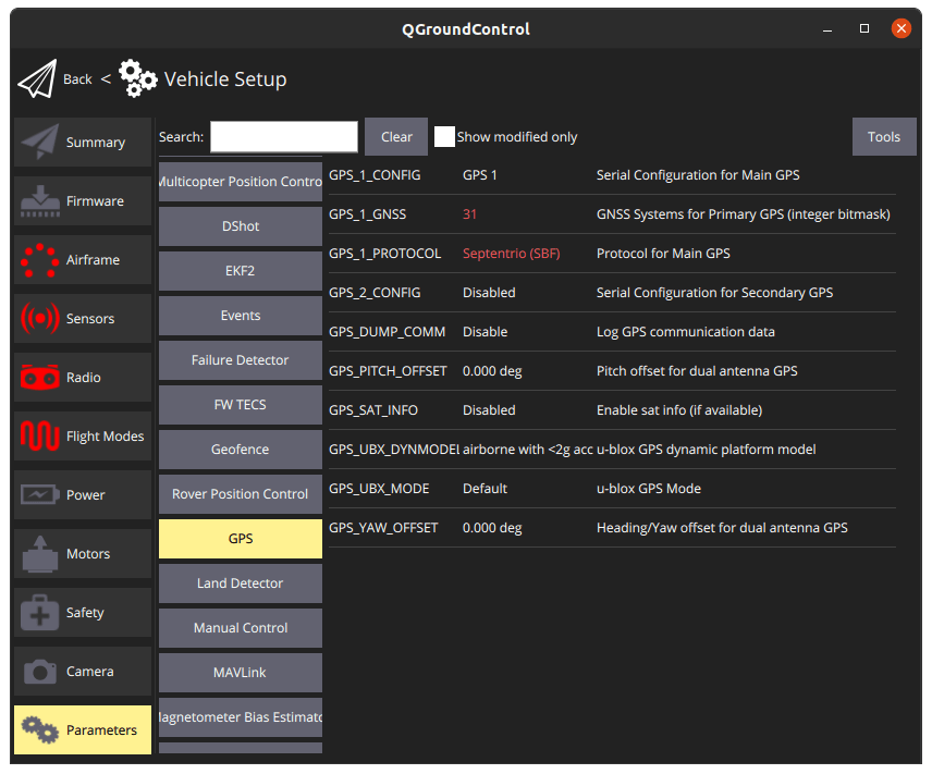 QGroundControl 参数设置