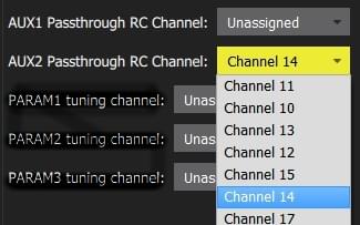 AUX1 和 AUX2 RC 直通通道