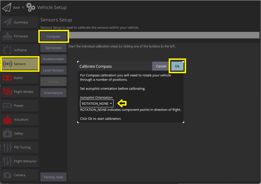 选择指南针校准 PX4
