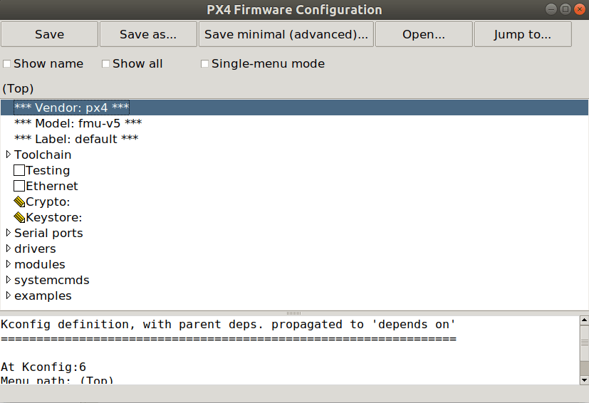 menuconfig 命令行界面