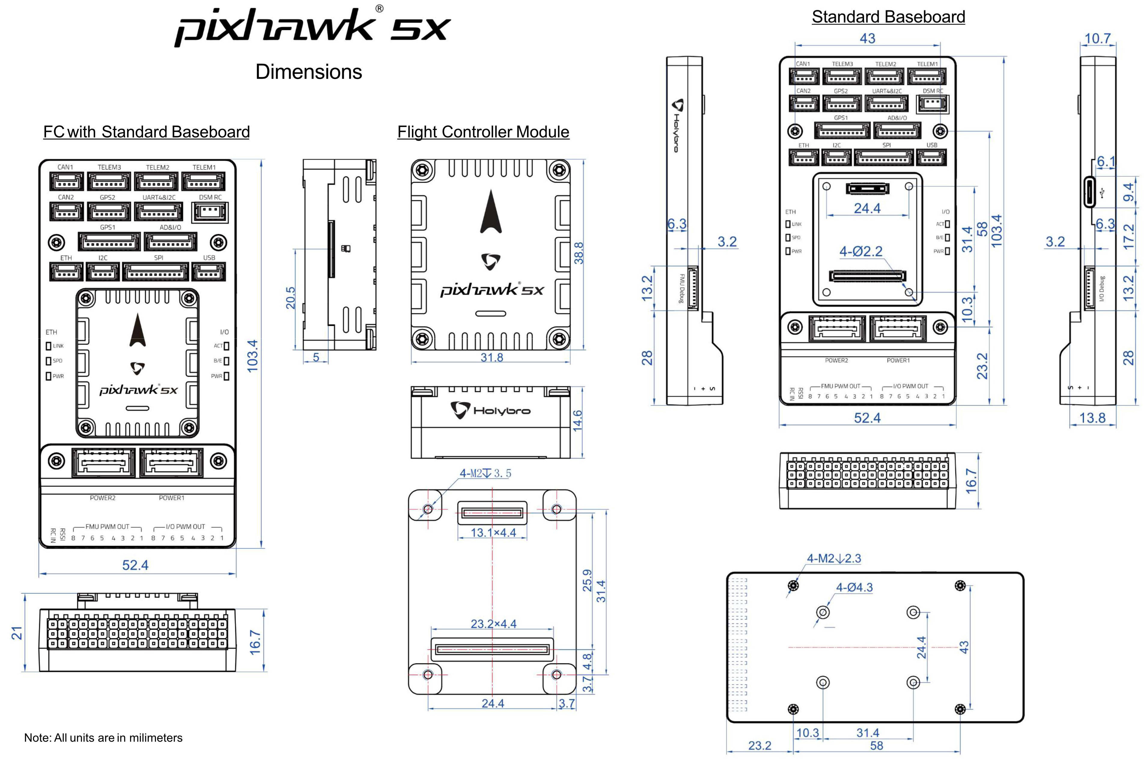 Pixhawk 5X 尺寸